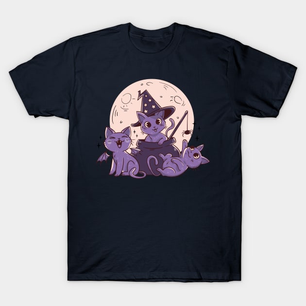 Halloween cats and moon T-Shirt by IconRose